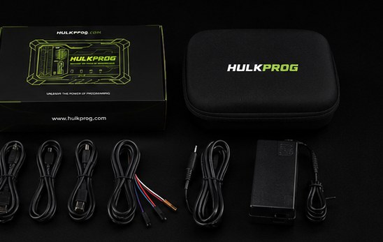 HULKPROG box, carry case, cable set and power adapter